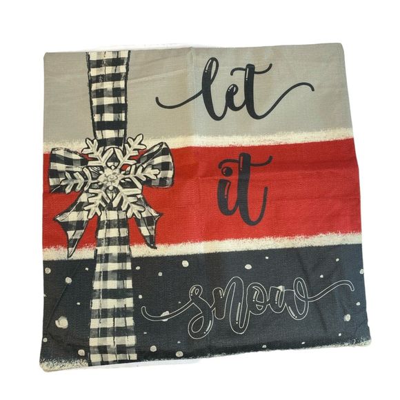 Red Christmas Pillow Covers 20x20 Set of 4 Santa Snowman Snowflake Farmhouse 176 - Picture 9 of 16